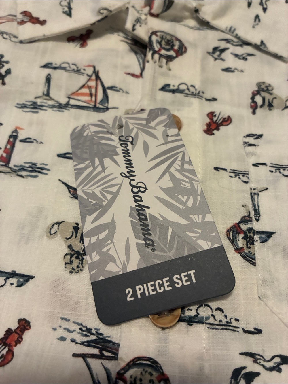 Tommy Bahama White Nautical Print Button-Down Shirt - Picture 3 of 5